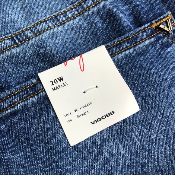 Vigoss Jeans Womens 20W Blue Marley Straight High Rise Medium Wash Stretch Comfy - Picture 12 of 14